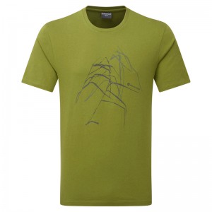 Montane Abstract Mountain T-Shirt Herren Grün | JAVZ-51360