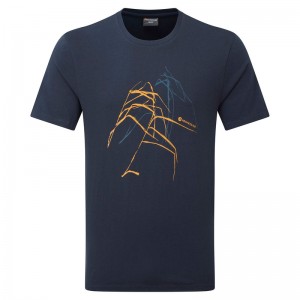 Montane Abstract Mountain T-Shirt Herren Navy | MTFU-52068