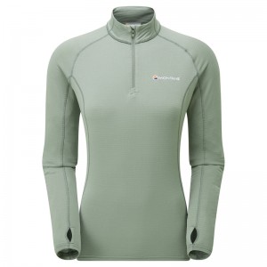 Montane Allez Micro Pull-On Fleecejacken Damen Olivgrün | PMGO-08592