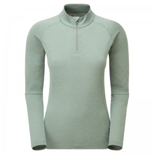 Montane Dart Zip Neck T-Shirt Damen Grün | CQVK-09671