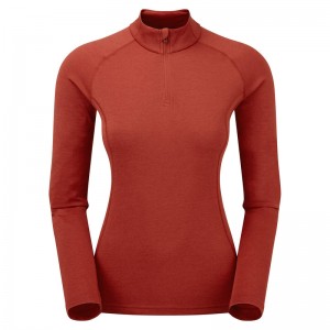 Montane Dart Zip Neck T-Shirt Damen Orange | JBHW-34268