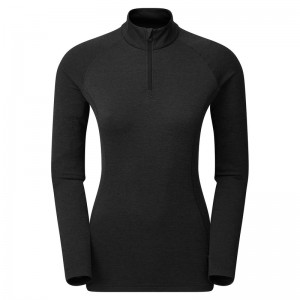 Montane Dart Zip Neck T-Shirt Damen Schwarz | IWFJ-81275