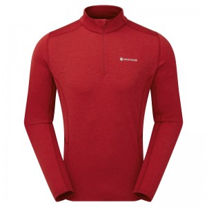 Montane Dart Zip Neck T-Shirt Herren Rot | BXAU-06548