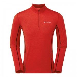 Montane Dart Zip Neck T-Shirt Herren Rot | MLIK-82145