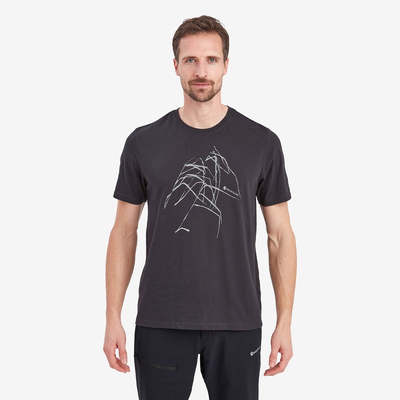 Montane Abstract Mountain T-Shirt Herren Schwarz | PTMW-46013