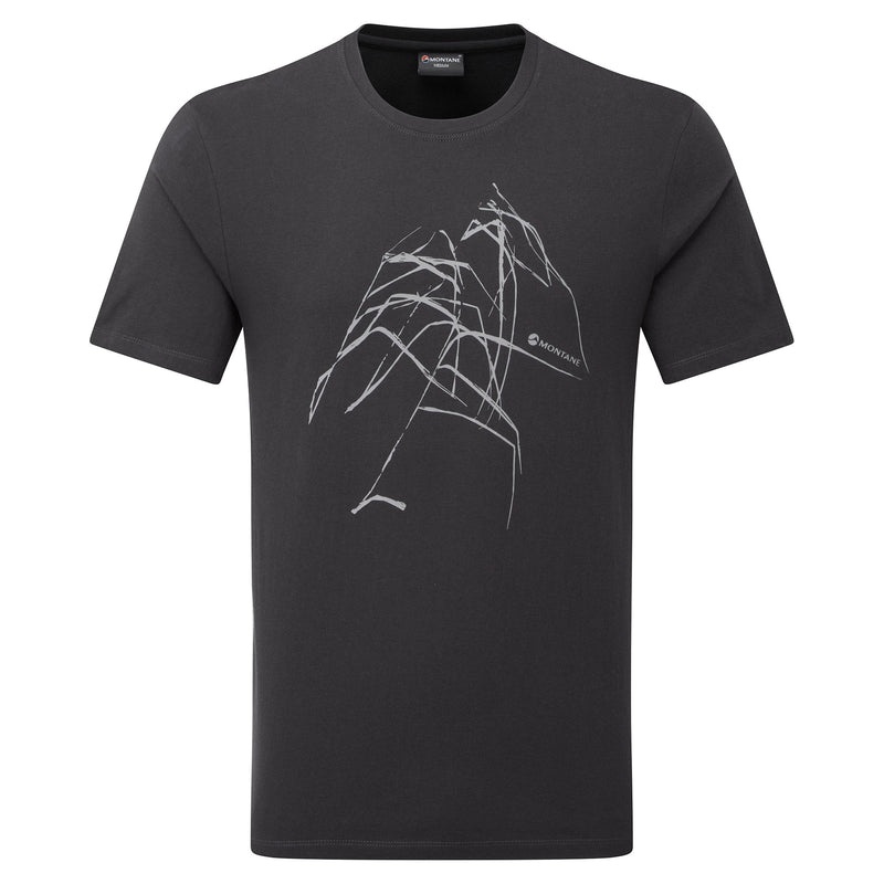 Montane Abstract Mountain T-Shirt Herren Schwarz | PTMW-46013