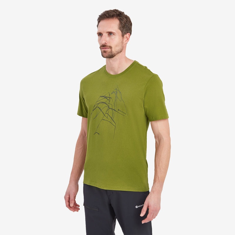 Montane Abstract Mountain T-Shirt Herren Grün | JAVZ-51360