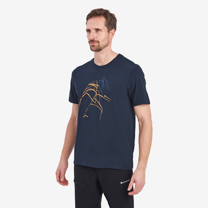 Montane Abstract Mountain T-Shirt Herren Navy | MTFU-52068