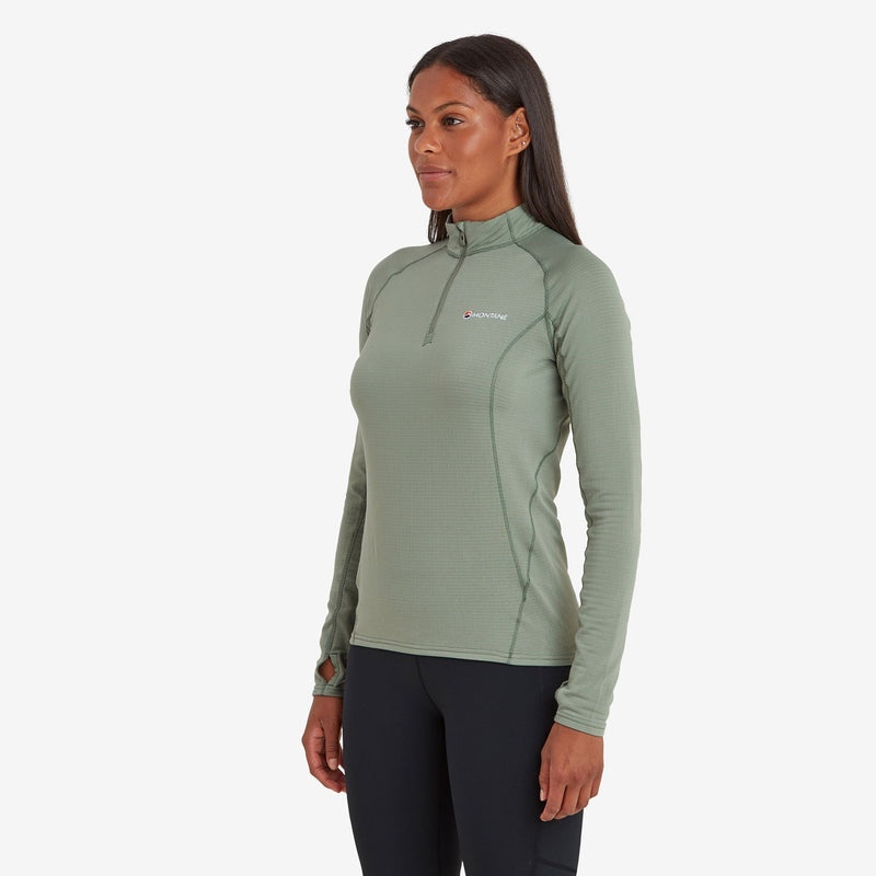 Montane Allez Micro Pull-On Fleecejacken Damen Olivgrün | PMGO-08592