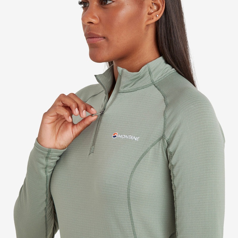 Montane Allez Micro Pull-On Fleecejacken Damen Olivgrün | PMGO-08592