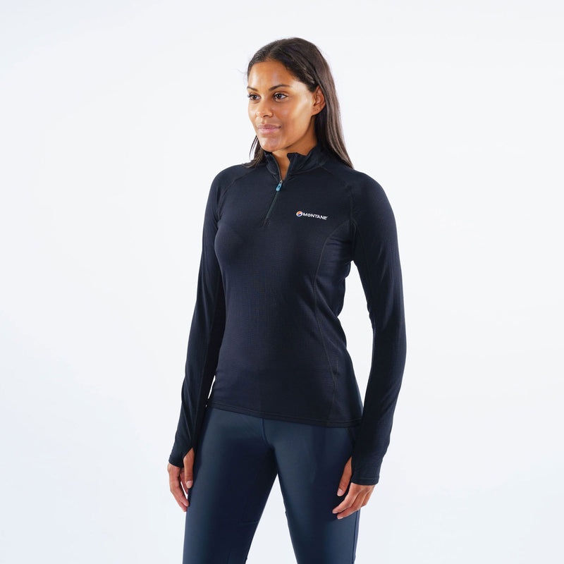 Montane Allez Micro Pull-On Fleecejacken Damen Schwarz | EQTU-30972