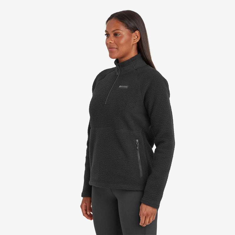 Montane Chonos Fleece Smock Pull On Sweatshirts Damen Schwarz | IVRD-87045