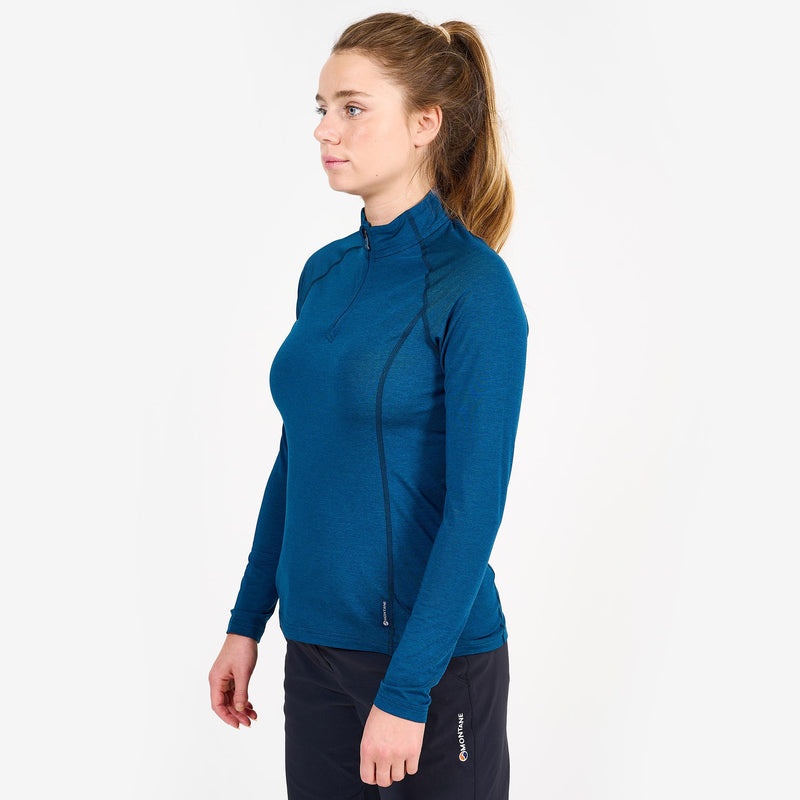 Montane Dart Thermo Zip Neck T-Shirt Damen Blau | STYM-16905