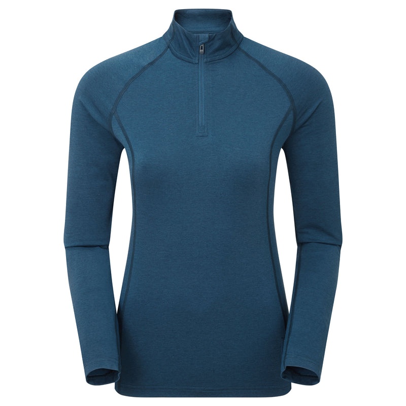 Montane Dart Thermo Zip Neck T-Shirt Damen Blau | STYM-16905