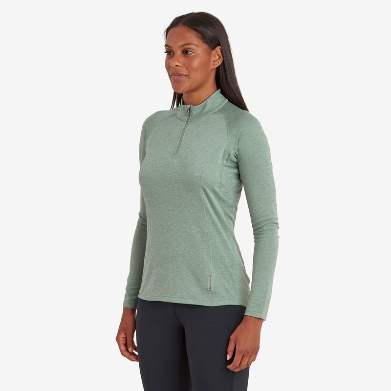 Montane Dart Zip Neck T-Shirt Damen Grün | CQVK-09671