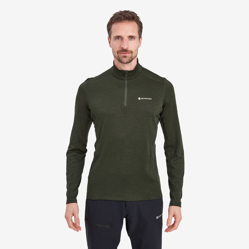 Montane Dart Zip Neck T-Shirt Herren Dunkelgrün | YBNC-67012