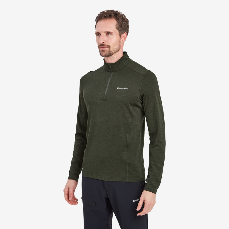 Montane Dart Zip Neck T-Shirt Herren Dunkelgrün | YBNC-67012