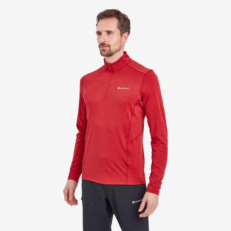 Montane Dart Zip Neck T-Shirt Herren Rot | BXAU-06548