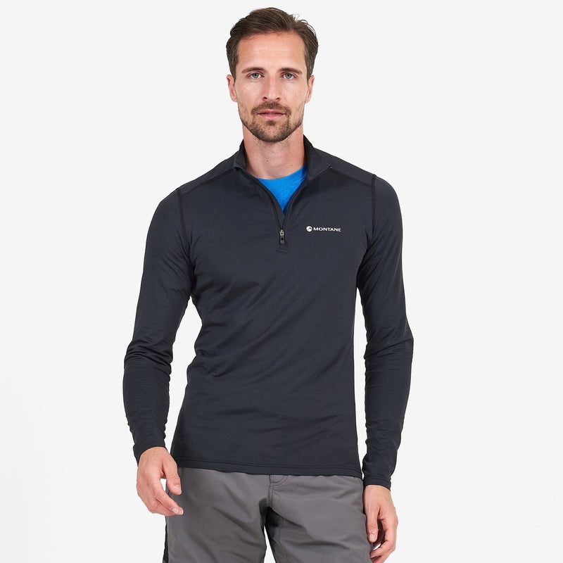 Montane Dart Zip Neck T-Shirt Herren Schwarz | CBYM-13695