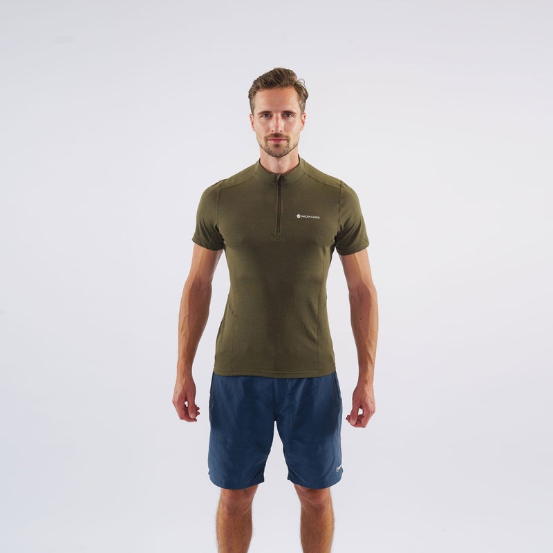 Montane Dart Zip T-Shirt Herren Dunkelgrün | KXDQ-83052