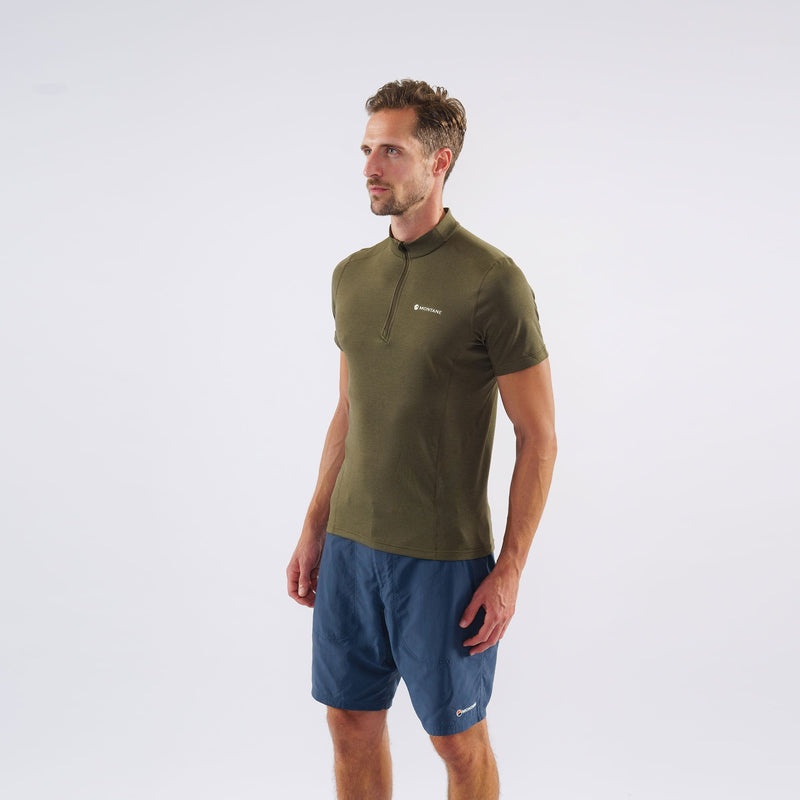 Montane Dart Zip T-Shirt Herren Dunkelgrün | KXDQ-83052