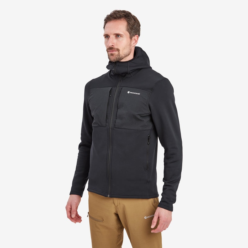 Montane Fury XT Mit Kapuze Fleecejacken Herren Schwarz | ETPY-93028