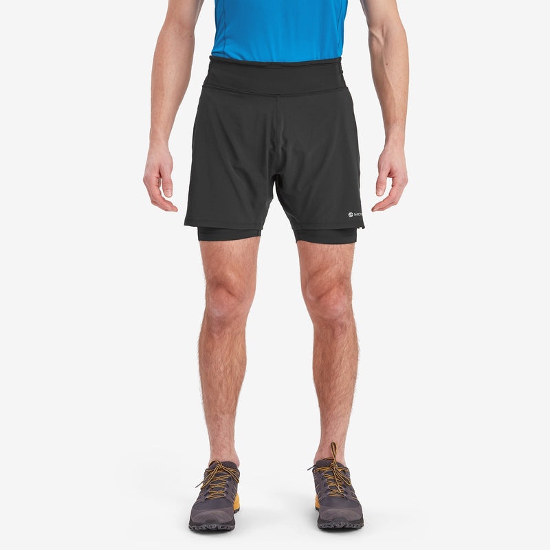 Montane Slipstream Twin Skin Lauf Kurze Hose Herren Schwarz | MJEB-27461