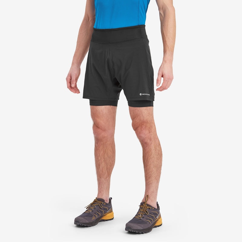 Montane Slipstream Twin Skin Lauf Kurze Hose Herren Schwarz | MJEB-27461