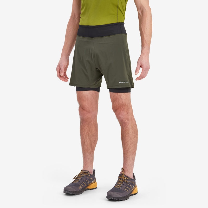 Montane Slipstream Twin Skin Lauf Kurze Hose Herren Dunkelgrün | GUMT-34925