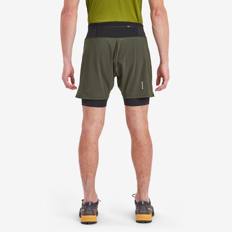 Montane Slipstream Twin Skin Lauf Kurze Hose Herren Dunkelgrün | GUMT-34925